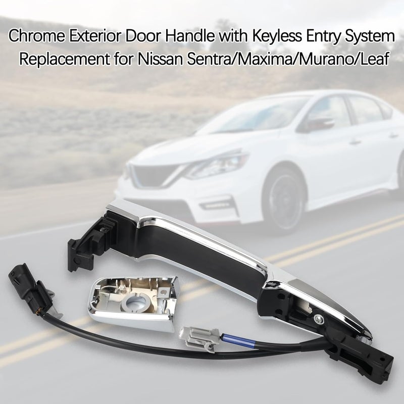 Jepacr 806469N00A Exterior Chrome Door Handle Front Left Driver Side, with Sensor and Smart Keyless Entry System, for 2009-2018 Nissan Sentra/Maxima/Murano/Leaf Replace# 80646-9N00A 806451AA0A - Image 4